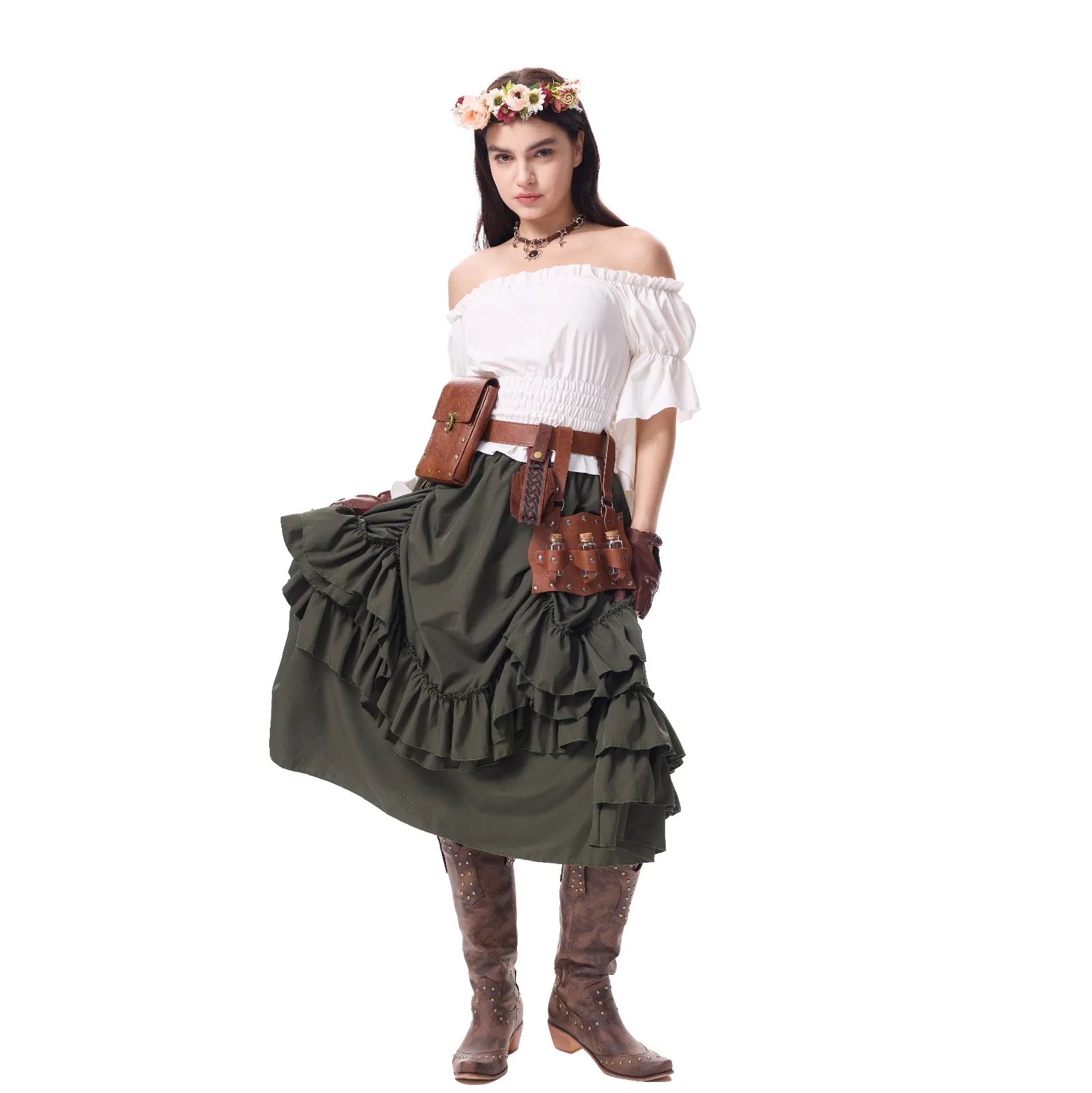 1 шт. средневековый корсетный топ женский регулируемый широкий пояс корсетный топ костюм топ с открытыми плечами нерегулярная юбка винтажный средневековый наряд 
1 шт. средневековый корсетный топ женский регулируемый широкий пояс корсетный топ костюм топ с открытыми плечами нерегулярная юбка винтажный средневековый наряд