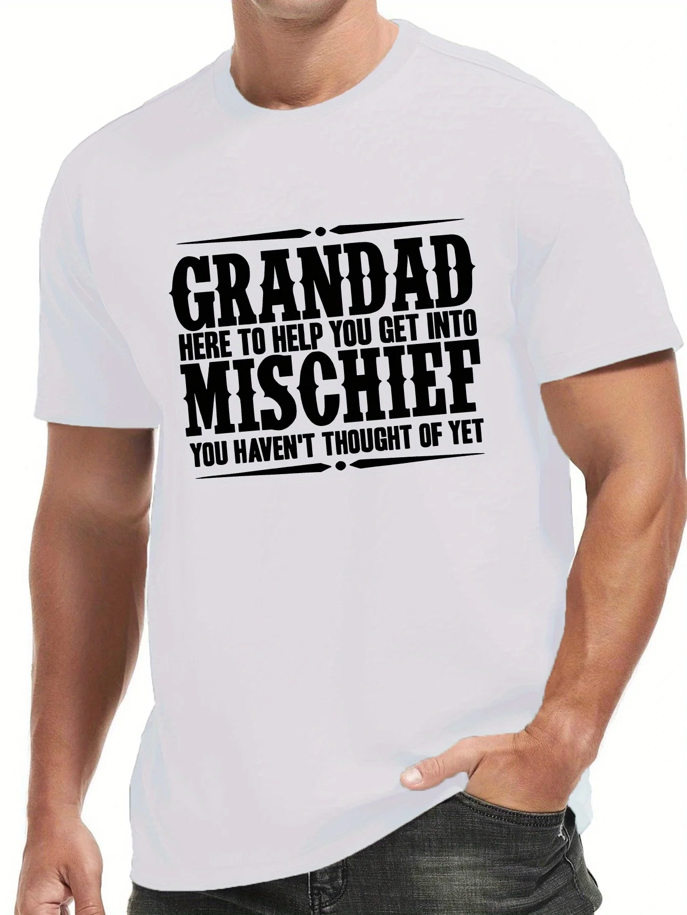 Men's Grandad Here to Help Funny T-Shirt, Cotton Crew Neck, Geometric Pattern Knit Fabric, Regular Fit Casual Sports Outdoor Top
Men's Grandad Here to Help Funny T-Shirt, Cotton Crew Neck, Geometric Pattern Knit Fabric, Regular Fit Casual Sports Outdoor Top