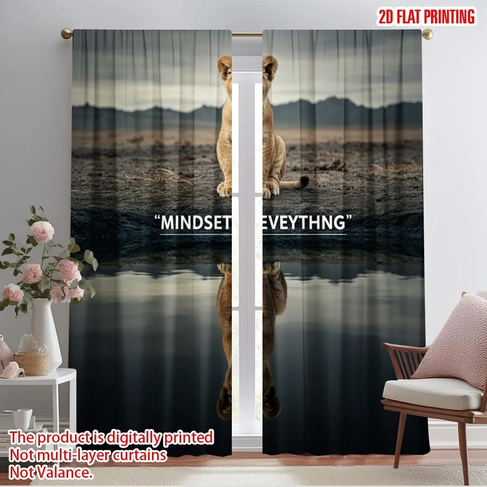 2pcs 2D flat printing Window Curtains Lion Cub Reflection Mindset Polyester Without Electricity All Season Party & Holiday Decor
2pcs 2D flat printing Window Curtains Lion Cub Reflection Mindset Polyester Without Electricity All Season Party & Holiday Decor