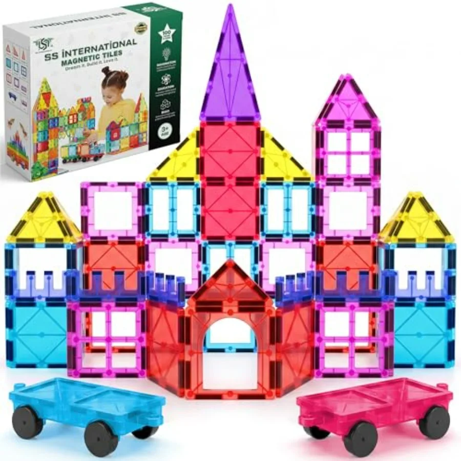 Magnetic Tiles Construction Set for 100 PCS with 2 Cars STEM Learning and Preschool Educational Toy Creative Magnetic Building
Magnetic Tiles Construction Set for 100 PCS with 2 Cars STEM Learning and Preschool Educational Toy Creative Magnetic Building