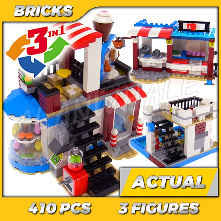410pcs Creative 3in1 Modular Sweet Surprises Cake Shop Pool House Food Corner 11052 Building Kits sets Compatible with Bricks
410pcs Creative 3in1 Modular Sweet Surprises Cake Shop Pool House Food Corner 11052 Building Kits sets Compatible with Bricks