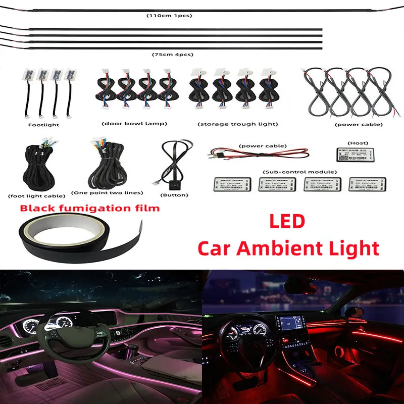 Светодиодная лента для салона автомобиля, 18 в 1, 64 цвета, 12 В
Светодиодная лента для салона автомобиля, 18 в 1, 64 цвета, 12 В