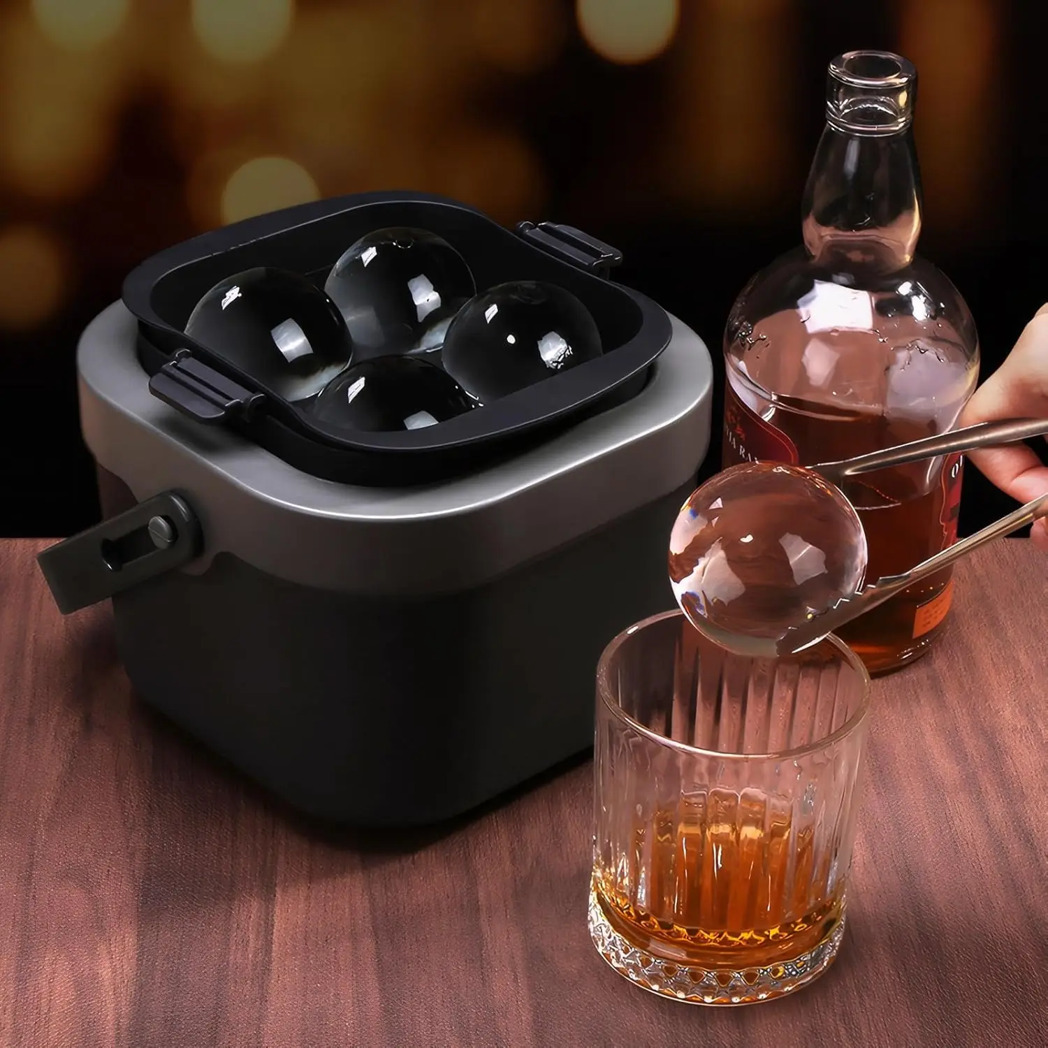 Crystal Clear Ice Ball Maker, 4 Large 2.4" Clear Sphere Ice Cube Mold for Whiskey, Cocktails & Bourbon
Crystal Clear Ice Ball Maker, 4 Large 2.4" Clear Sphere Ice Cube Mold for Whiskey, Cocktails & Bourbon