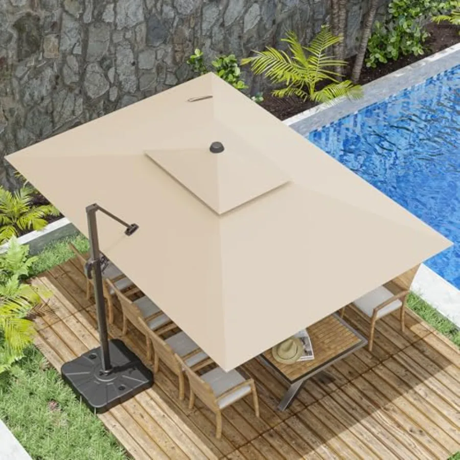 10x13FT Cantilever Outdoor Patio Umbrellas, Double Top Large Rectangle Umbrella, Heavy Duty 360° Rotation Offset Outdoor Sun Sh
10x13FT Cantilever Outdoor Patio Umbrellas, Double Top Large Rectangle Umbrella, Heavy Duty 360° Rotation Offset Outdoor Sun Sh