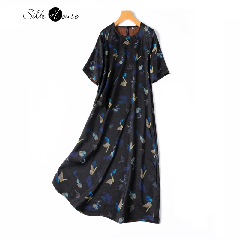 Limited Edition 100% Natural Mulberry Silk Turtle Crack Gambiered Guangdong Gauze Butterfly Print Round Neck Short Sleeved Dress
Limited Edition 100% Natural Mulberry Silk Turtle Crack Gambiered Guangdong Gauze Butterfly Print Round Neck Short Sleeved Dress