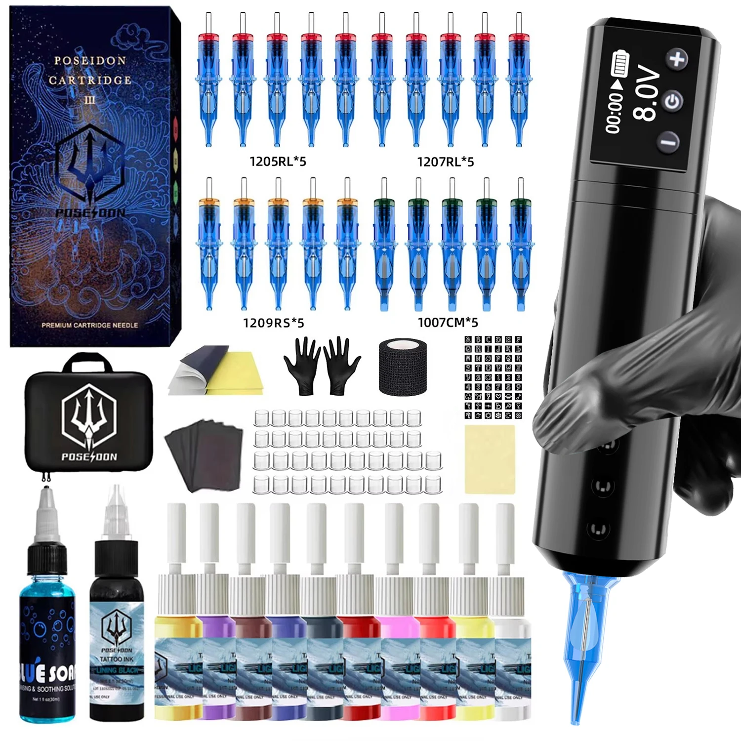 POSEIDON Tattoo Pen Kit Rotary Wireless Tattoo Machine Kit Coreless Motor High Quality Tattoo Gun Kit for Tattoo Artist
POSEIDON Tattoo Pen Kit Rotary Wireless Tattoo Machine Kit Coreless Motor High Quality Tattoo Gun Kit for Tattoo Artist