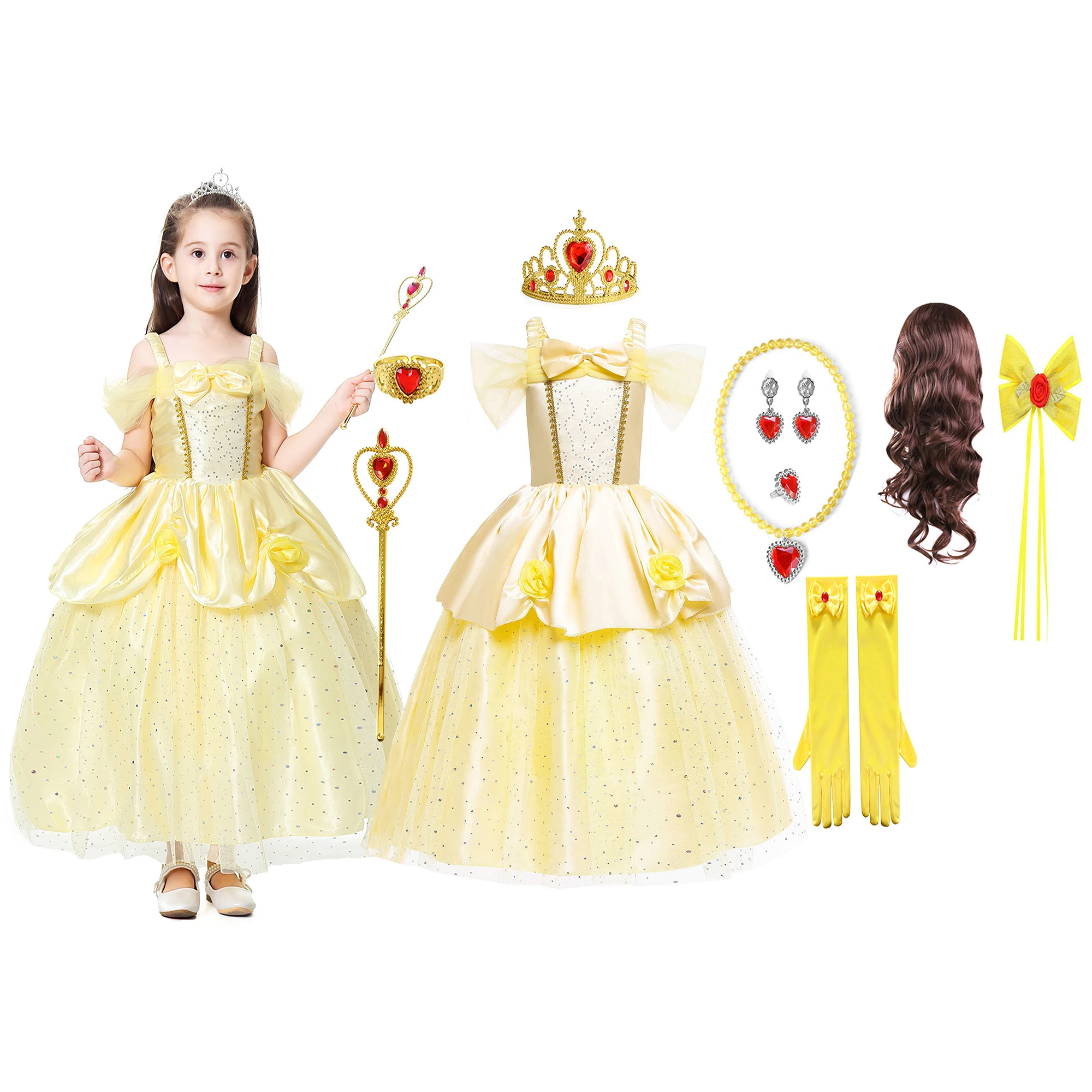 Shiny Toddler Little Girls Movie Beauty and the Beast Princess Bella Yellow Cosplay Halloween Dress
Shiny Toddler Little Girls Movie Beauty and the Beast Princess Bella Yellow Cosplay Halloween Dress