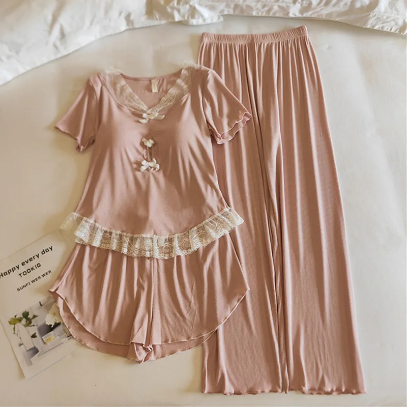 Conjuntos De Pijama комплект из 3 предметов, новая одежда для сна с короткими рукавами на весну и лето, кружевная модальная пижама с нагрудником, женская домашняя одежда, одежда
Conjuntos De Pijama комплект из 3 предметов, новая одежда для сна с короткими рукавами на весну и лето, кружевная модальная пижама с нагрудником, женская домашняя одежда, одежда