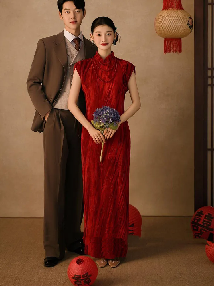 Ele Red Velvet Qipao Dr for Wedding Engagement And Drinking Ceremony Chinese Sle New Bride High Class Sensation Gown
Ele Red Velvet Qipao Dr for Wedding Engagement And Drinking Ceremony Chinese Sle New Bride High Class Sensation Gown