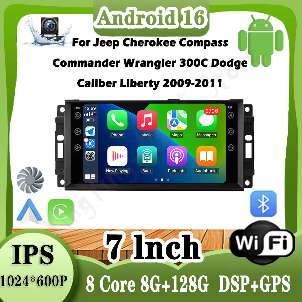 Car Radio Android 16 For Jeep Cherokee Compass Commander Wrangler 300C Dodge Caliber Liberty 2009-2011 Carplay 4G 7" NO 2 Din
Car Radio Android 16 For Jeep Cherokee Compass Commander Wrangler 300C Dodge Caliber Liberty 2009-2011 Carplay 4G 7" NO 2 Din