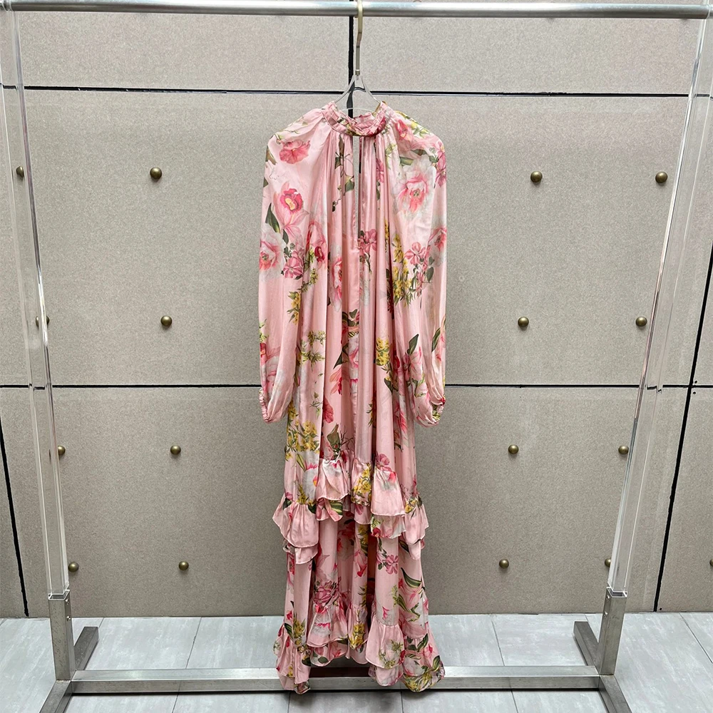 Women's Silk Blend Floral Print Maxi Dress, High Neck Long Sleeve Ruffle Hem Dress, Romantic Casual & Wedding Guest Vestidos
Women's Silk Blend Floral Print Maxi Dress, High Neck Long Sleeve Ruffle Hem Dress, Romantic Casual & Wedding Guest Vestidos