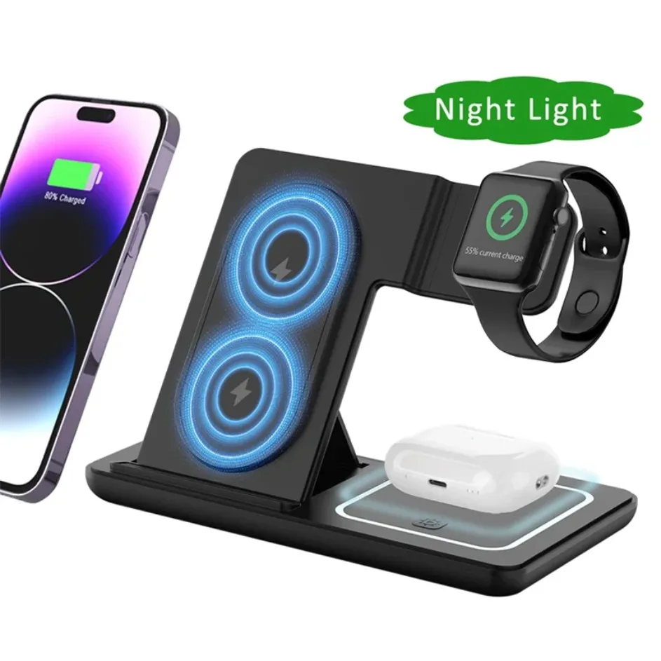 Night LED Light 3 In 1 Wireless Charger Foldable Stand For iPhone Samsung Apple Watch 2-11 SE Airpods Pro Fast Charging Station
Night LED Light 3 In 1 Wireless Charger Foldable Stand For iPhone Samsung Apple Watch 2-11 SE Airpods Pro Fast Charging Station
