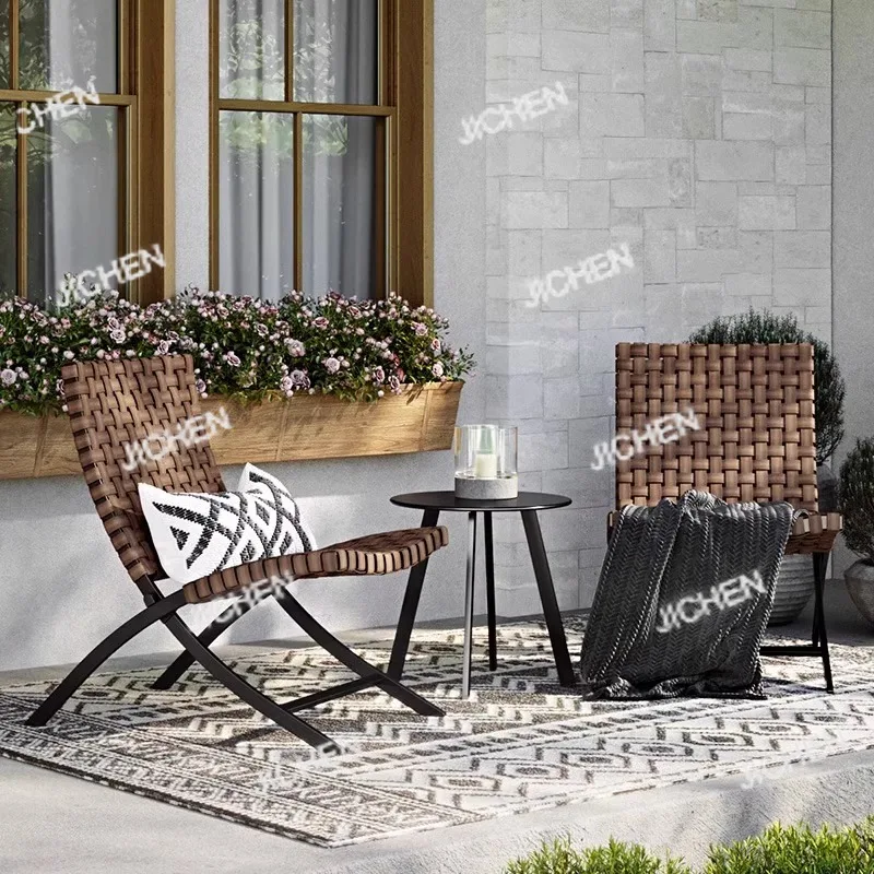 Outdoor Folding Tables and Chairs Three-piece Outdoor Leisure Villa Courtyard Balcony Designer Rattan Waterproof and Sun
Outdoor Folding Tables and Chairs Three-piece Outdoor Leisure Villa Courtyard Balcony Designer Rattan Waterproof and Sun