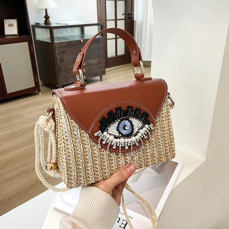 Funny Big Eyes Straw Bag Rhinestone Women Handbag Designer Bag Travel Box Beach Bags for Women Summer Shoulder Crossbody Bags
Funny Big Eyes Straw Bag Rhinestone Women Handbag Designer Bag Travel Box Beach Bags for Women Summer Shoulder Crossbody Bags