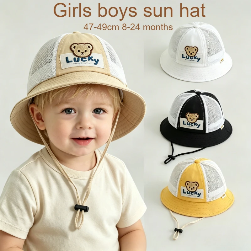 Baby Hat 47-49cm 8-24 Months Girls Sun Hat Summer Infant Cartoon Bear Mesh Fisherman Cap Sun Protection Kids Sun Hat Boys Caps
Baby Hat 47-49cm 8-24 Months Girls Sun Hat Summer Infant Cartoon Bear Mesh Fisherman Cap Sun Protection Kids Sun Hat Boys Caps