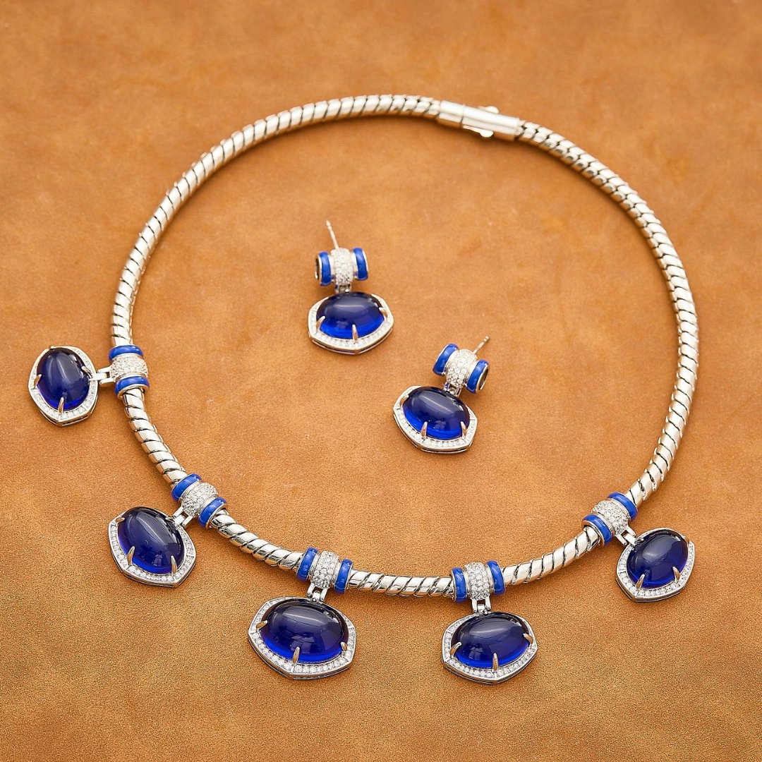 EYER Top Grade Temperament AAA Zircon Noble Blue Drop Necklace Earrings For Women Luxury Wedding Evening Dress Jewelry Set
EYER Top Grade Temperament AAA Zircon Noble Blue Drop Necklace Earrings For Women Luxury Wedding Evening Dress Jewelry Set