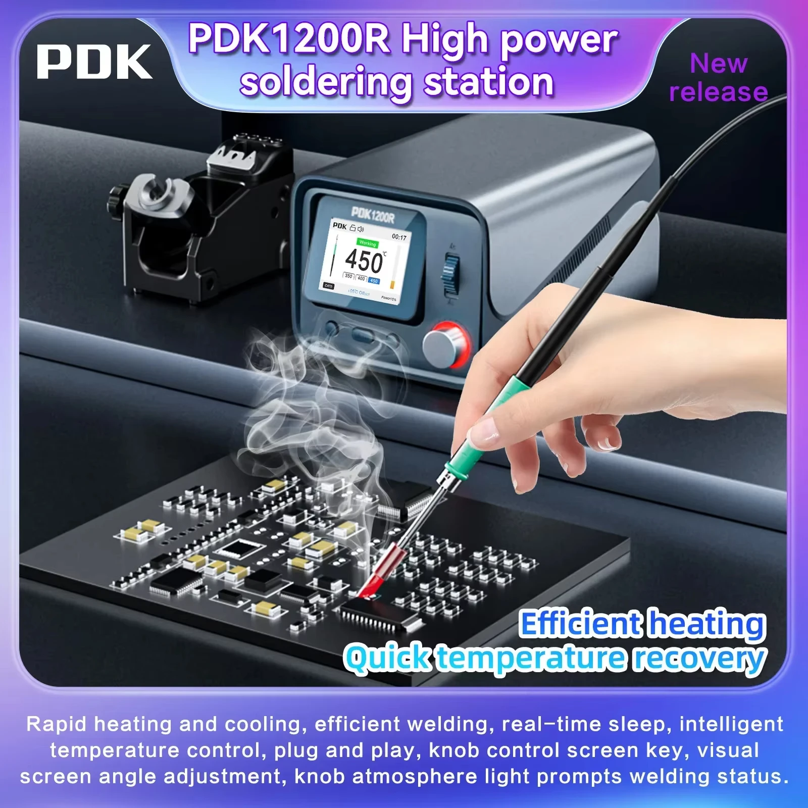 Паяльная станция I2C PDK1200R 400 Вт с быстрым нагревом и охлаждением, совместимая с ручками C245 C470, для ремонта телефонов
Паяльная станция I2C PDK1200R 400 Вт с быстрым нагревом и охлаждением, совместимая с ручками C245 C470, для ремонта телефонов