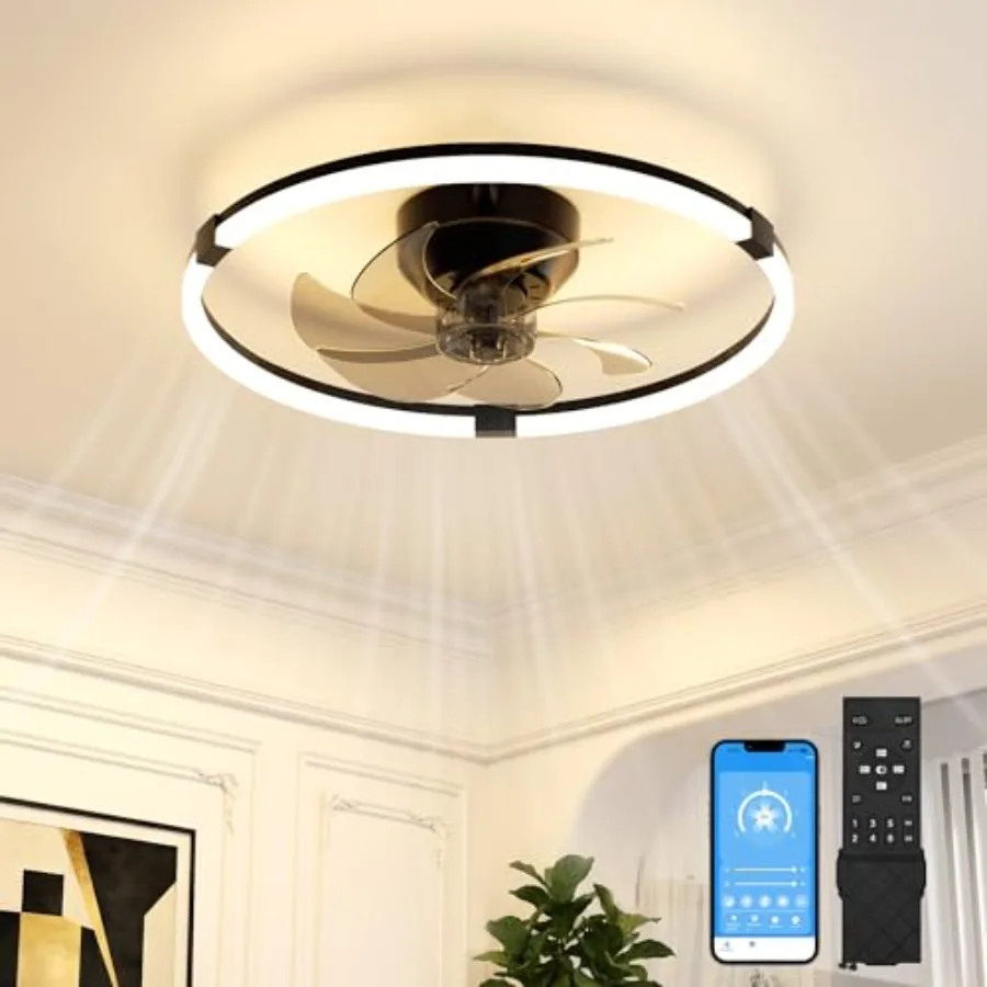 Low Profile Ceiling Fan with Lights and Remote 19.7in Bladeless Ceiling Fans with Light Flush Mount Dimmable Modern LED Fan Lig
Low Profile Ceiling Fan with Lights and Remote 19.7in Bladeless Ceiling Fans with Light Flush Mount Dimmable Modern LED Fan Lig