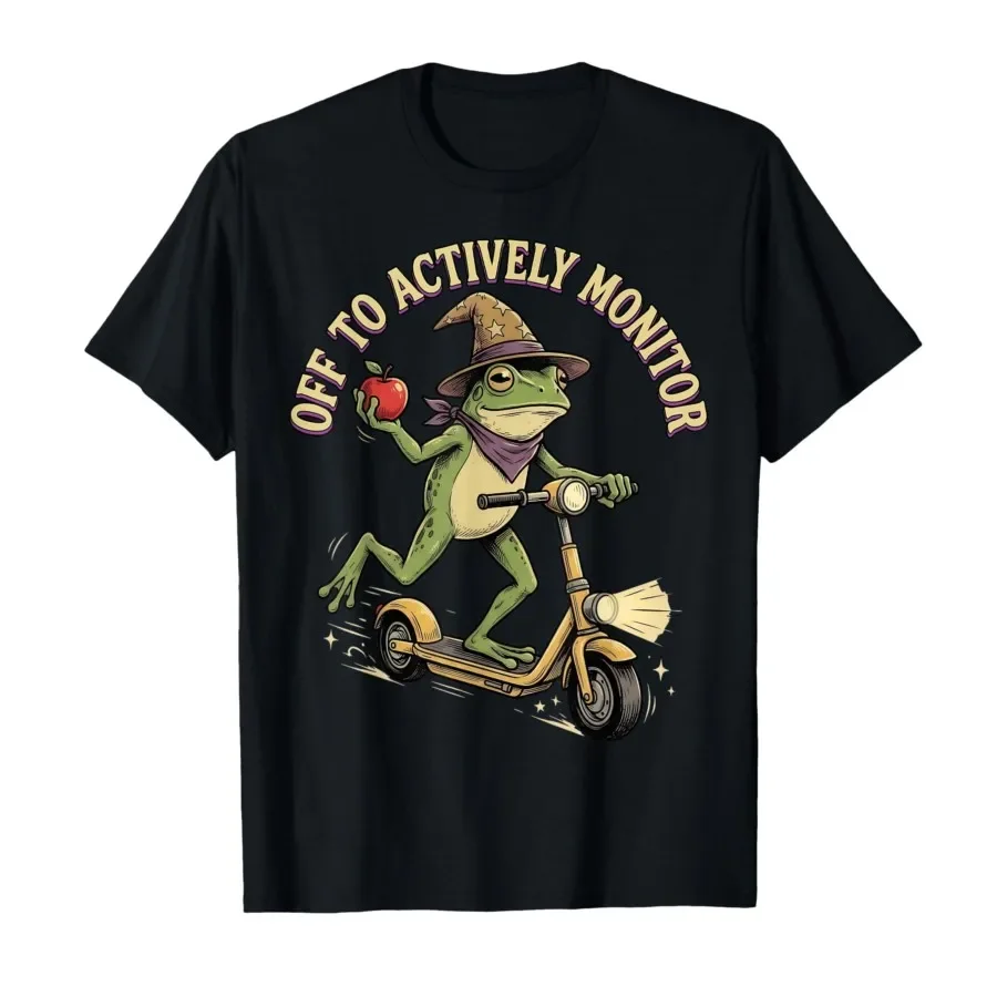 Off to Actively Monitor Funny Frog Scooter Teacher Testing T-shirt For Men Women 100% Cotton T Shirts Short Sleeve Tops 0424-3
Off to Actively Monitor Funny Frog Scooter Teacher Testing T-shirt For Men Women 100% Cotton T Shirts Short Sleeve Tops 0424-3