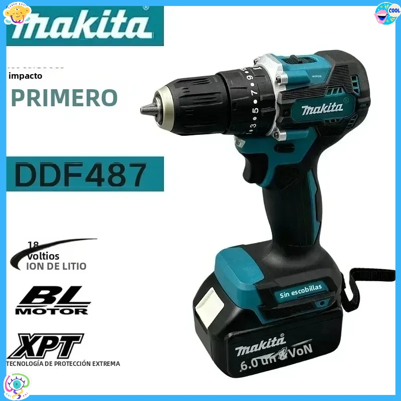 Аккумуляторная ударная дрель-шуруповерт Makita DDF487, 18В, бесщеточный двигатель, литий-ионный аккумулятор, высокомощный электроинструмент
Аккумуляторная ударная дрель-шуруповерт Makita DDF487, 18В, бесщеточный двигатель, литий-ионный аккумулятор, высокомощный электроинструмент