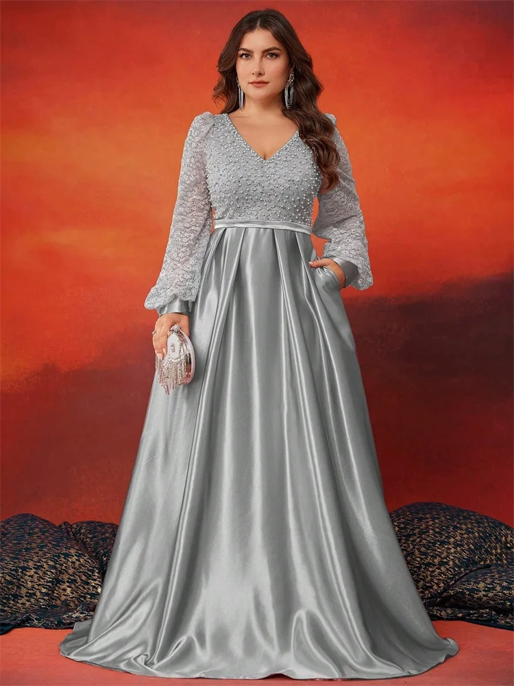 Plus Size Luxury V-Neck Sequins Fprmal Evening Dresses Women Elegant Long Sleeve Beading Party Prom Cocktail Gowns
Plus Size Luxury V-Neck Sequins Fprmal Evening Dresses Women Elegant Long Sleeve Beading Party Prom Cocktail Gowns