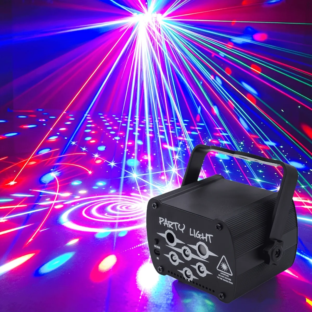 Party DJ disco lights, three-in-one stage lights, ultraviolet laser lights, RGB sound-controlled strobe with remote control
Party DJ disco lights, three-in-one stage lights, ultraviolet laser lights, RGB sound-controlled strobe with remote control