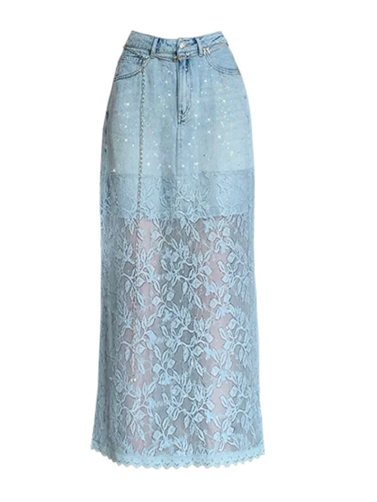 SMTHMA Denim Lace Patchwork Skirt For Women Summer 2025 New Side Split Fashionable High Waist Slimming A-line Skirt With Belt
SMTHMA Denim Lace Patchwork Skirt For Women Summer 2025 New Side Split Fashionable High Waist Slimming A-line Skirt With Belt
