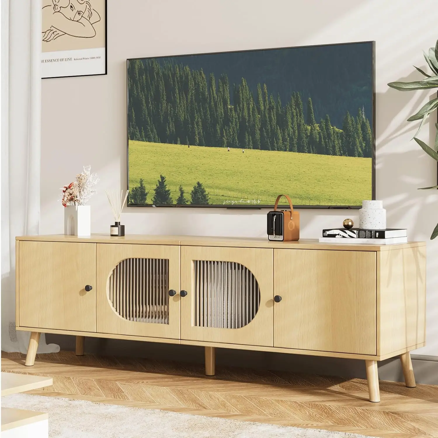 Wood Media TV Stand Cabinet Glass Doors Storage Living Room Bedroom Oak Customized
Wood Media TV Stand Cabinet Glass Doors Storage Living Room Bedroom Oak Customized