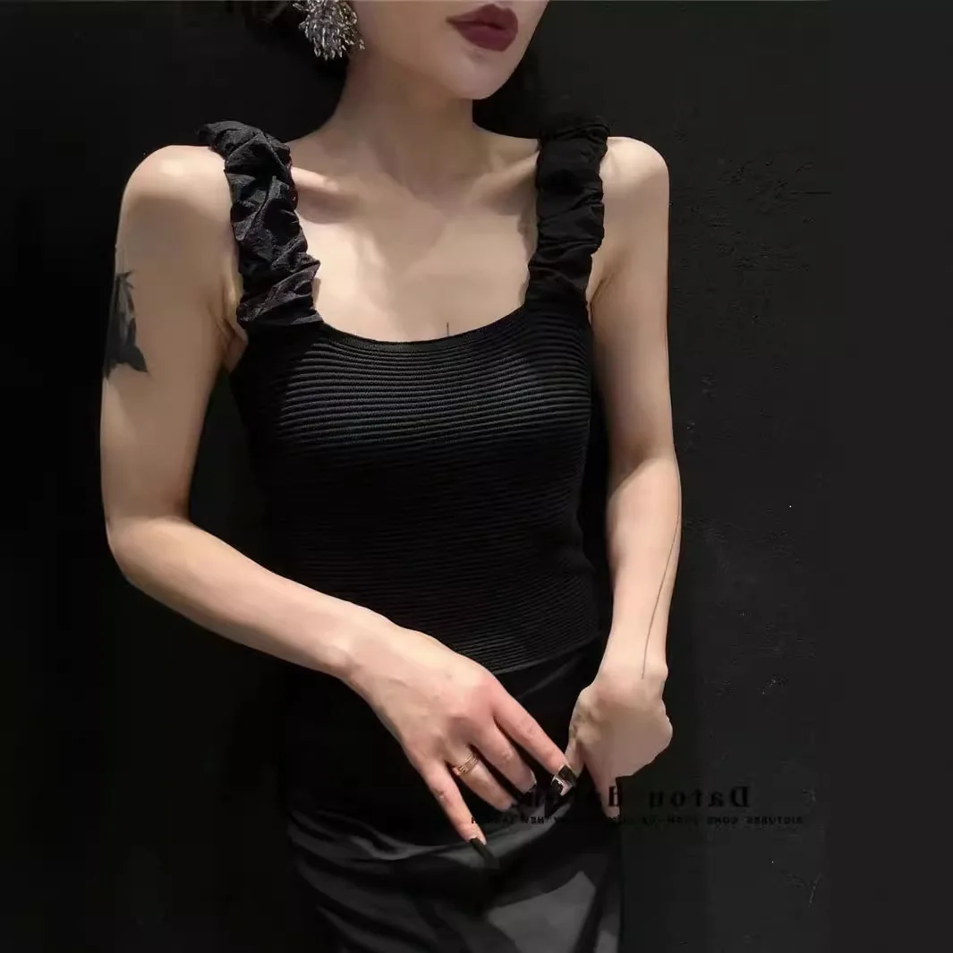 7795 Summer French Style Puff Sleeve Concealing Square Neck Backless Wave Texture Curved Bead Ice Silk Camisole For Women
7795 Summer French Style Puff Sleeve Concealing Square Neck Backless Wave Texture Curved Bead Ice Silk Camisole For Women