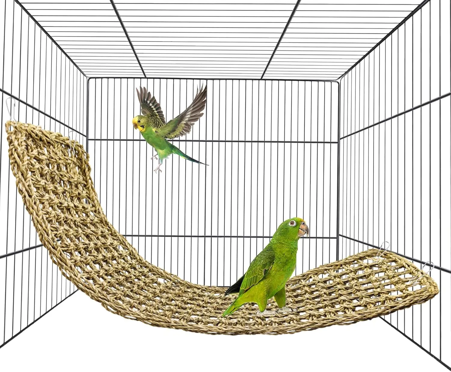 Natural Seagrass Mat for Birds, 30x7 Inch with Hooks, Climbing Net Hammock Chew Toy for Parrots and Small Pets
Natural Seagrass Mat for Birds, 30x7 Inch with Hooks, Climbing Net Hammock Chew Toy for Parrots and Small Pets