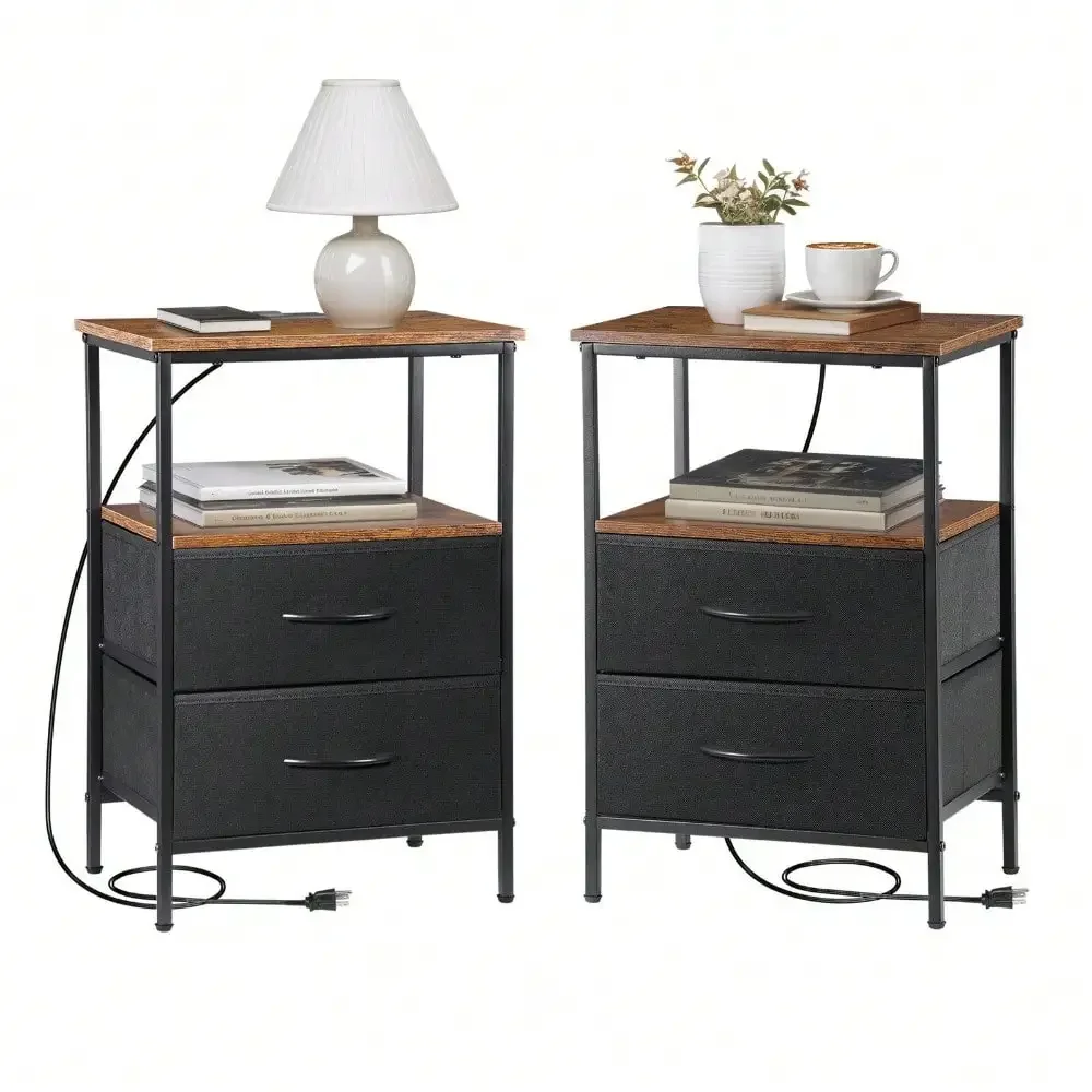 Set of 2 Nightstand w/ Charging Station USB Outlets Fabric Drawer Bedside Tables
Set of 2 Nightstand w/ Charging Station USB Outlets Fabric Drawer Bedside Tables