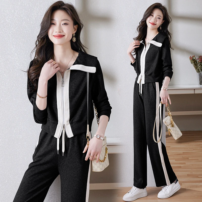 Autumn Women Sportswear Tracksuit Korean Loose Wide Leg Pants Zip Up Jacket Running Jogger Fitness Workout Casual Set Sport Suit
Autumn Women Sportswear Tracksuit Korean Loose Wide Leg Pants Zip Up Jacket Running Jogger Fitness Workout Casual Set Sport Suit