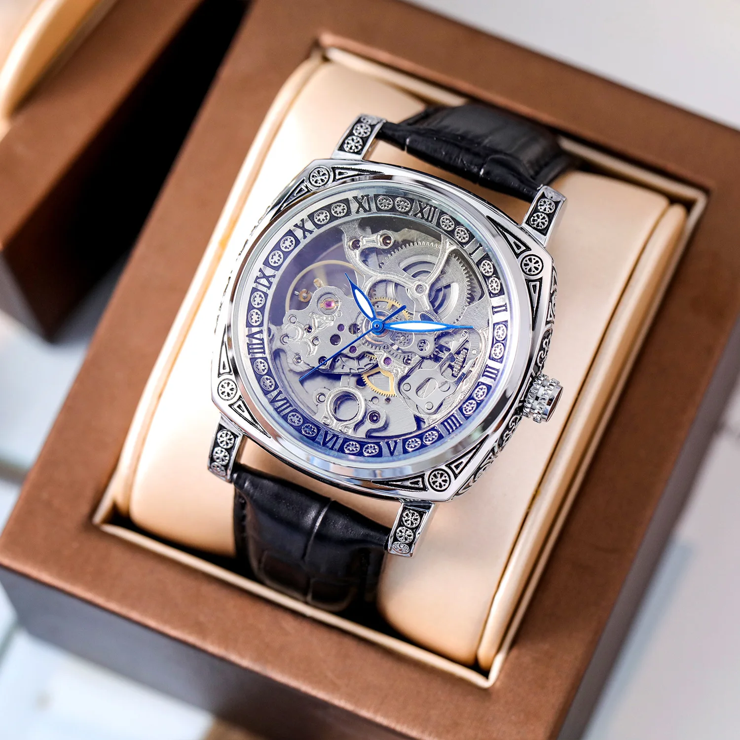 Stainless Steel New Square Full Skeleton Luminous Waterproof Self-Wind Automatic Mechanical Watch for Men
Stainless Steel New Square Full Skeleton Luminous Waterproof Self-Wind Automatic Mechanical Watch for Men