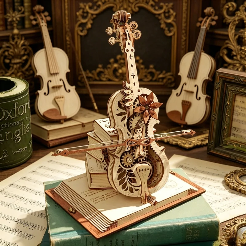 Vintage Cello Mechanical Music Box, Wood 3D Puzzle Kit, DIY Handcraft Ornament, Artistic Home Decor, Selected Festival Gift
Vintage Cello Mechanical Music Box, Wood 3D Puzzle Kit, DIY Handcraft Ornament, Artistic Home Decor, Selected Festival Gift