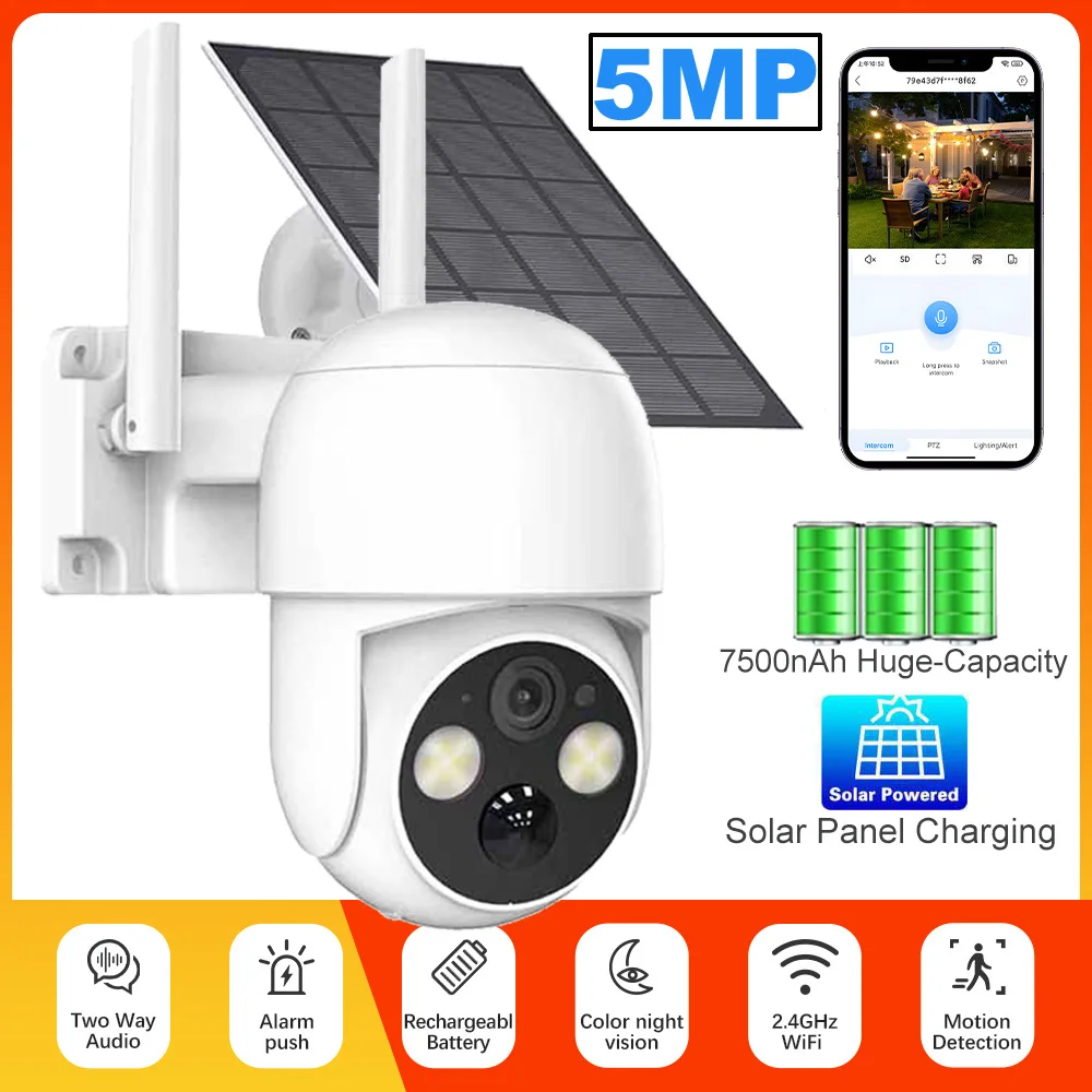 5-мегапиксельная Wi-Fi PTZ-камера для улицы, беспроводная, на солнечной энергии, IP-камера, водонепроницаемая, для видеонаблюдения, со встроенным аккумулятором
5-мегапиксельная Wi-Fi PTZ-камера для улицы, беспроводная, на солнечной энергии, IP-камера, водонепроницаемая, для видеонаблюдения, со встроенным аккумулятором