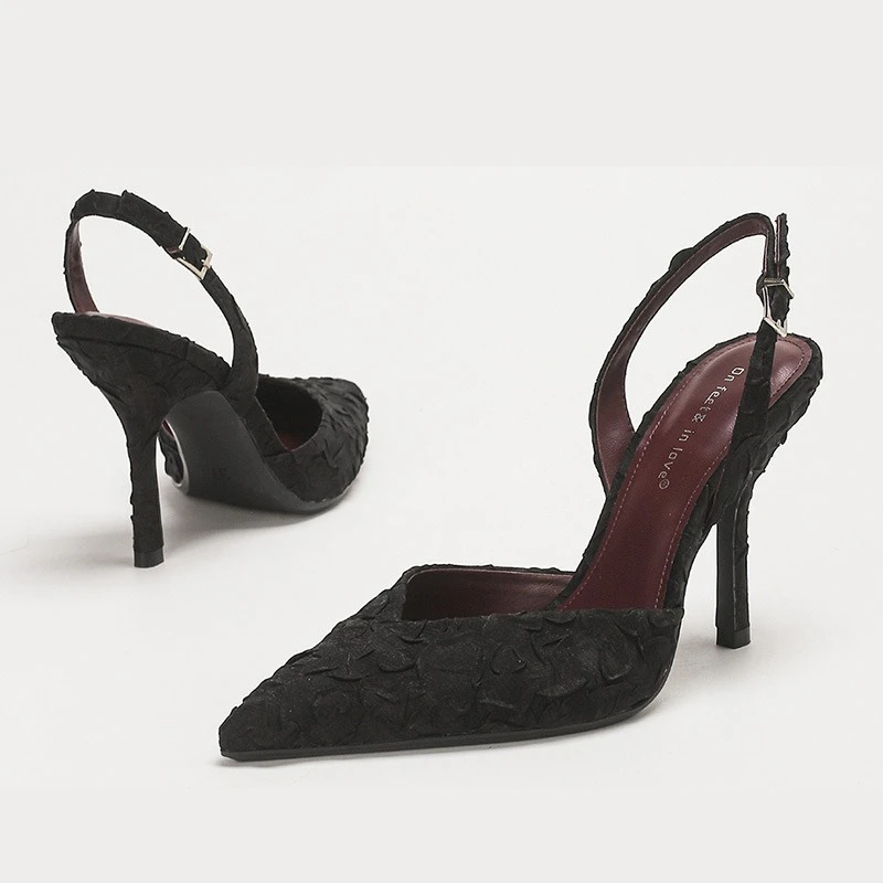 Spring Black Ruched Fabric Slingback Heels Women Pointed Toe Thin Heel with Buckle for Office Work and Elegant Evening Events
Spring Black Ruched Fabric Slingback Heels Women Pointed Toe Thin Heel with Buckle for Office Work and Elegant Evening Events