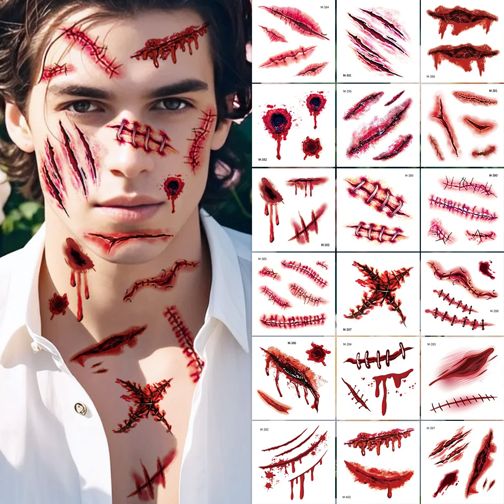 20 Sheets 3D Realistic Scar Tattoos - Waterproof Fake Bloody Wound Stickers for Halloween Cosplay Face & Body Makeup Adults
20 Sheets 3D Realistic Scar Tattoos - Waterproof Fake Bloody Wound Stickers for Halloween Cosplay Face & Body Makeup Adults