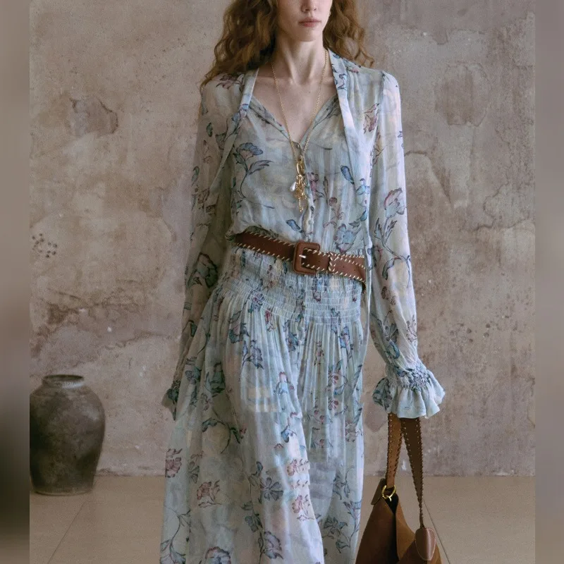 Human Silk Dress Spring Summer V-neck Ruffle Edge Vacation Print Waist Dress
Human Silk Dress Spring Summer V-neck Ruffle Edge Vacation Print Waist Dress