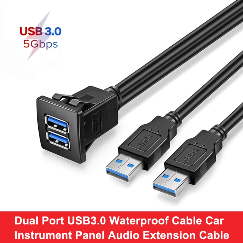 Dual Port USB3.0 Waterproof Cable Car Instrument Panel Audio Extension Cable USB For Car ABS Housing 1m 2m
Dual Port USB3.0 Waterproof Cable Car Instrument Panel Audio Extension Cable USB For Car ABS Housing 1m 2m