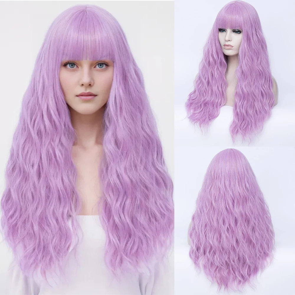 Synthetic Wigs Short Curly Water Wave Light Purple Wigs with Bangs For Women Cosplay Lolita Halloween Party Wear Wig
Synthetic Wigs Short Curly Water Wave Light Purple Wigs with Bangs For Women Cosplay Lolita Halloween Party Wear Wig