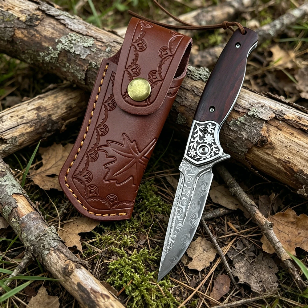 High‑grade Damascus Steel Outdoor Portable Tool Natural Rosewood Handle with Sheath Daily Cutting Tool for Outdoor Activities
High‑grade Damascus Steel Outdoor Portable Tool Natural Rosewood Handle with Sheath Daily Cutting Tool for Outdoor Activities