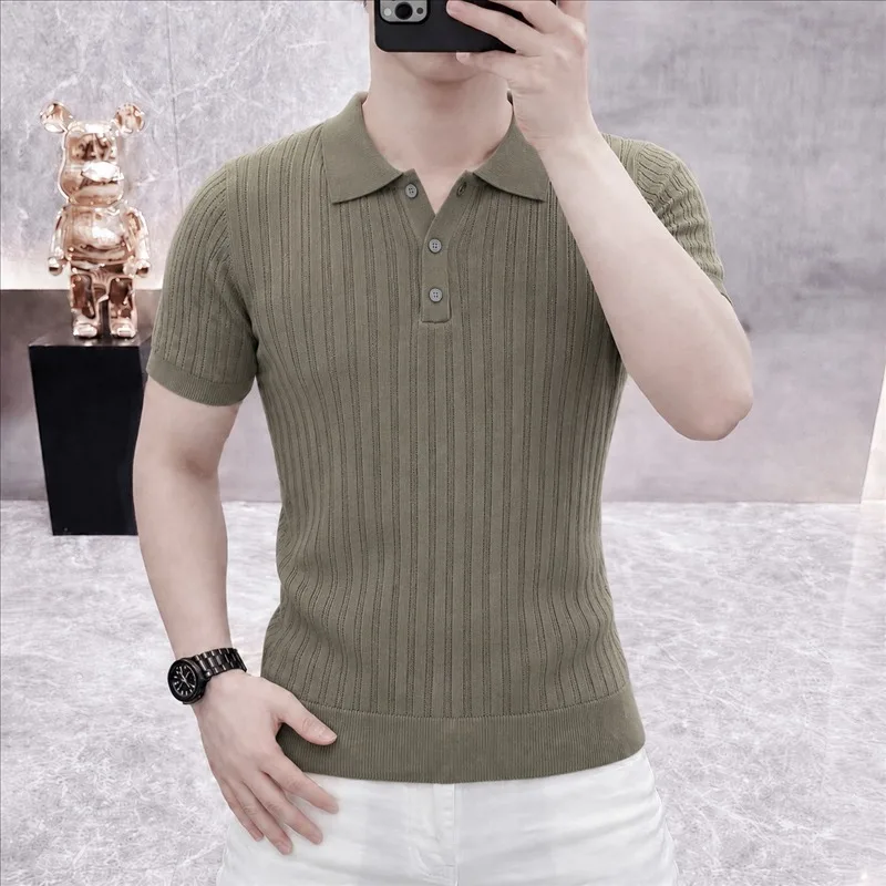Summer Knitted Men's T-shirt Short Sleeved Business Casual Polo Shirt Men's High-end Sslim Fit Social Office Versatile T-shirts
Summer Knitted Men's T-shirt Short Sleeved Business Casual Polo Shirt Men's High-end Sslim Fit Social Office Versatile T-shirts