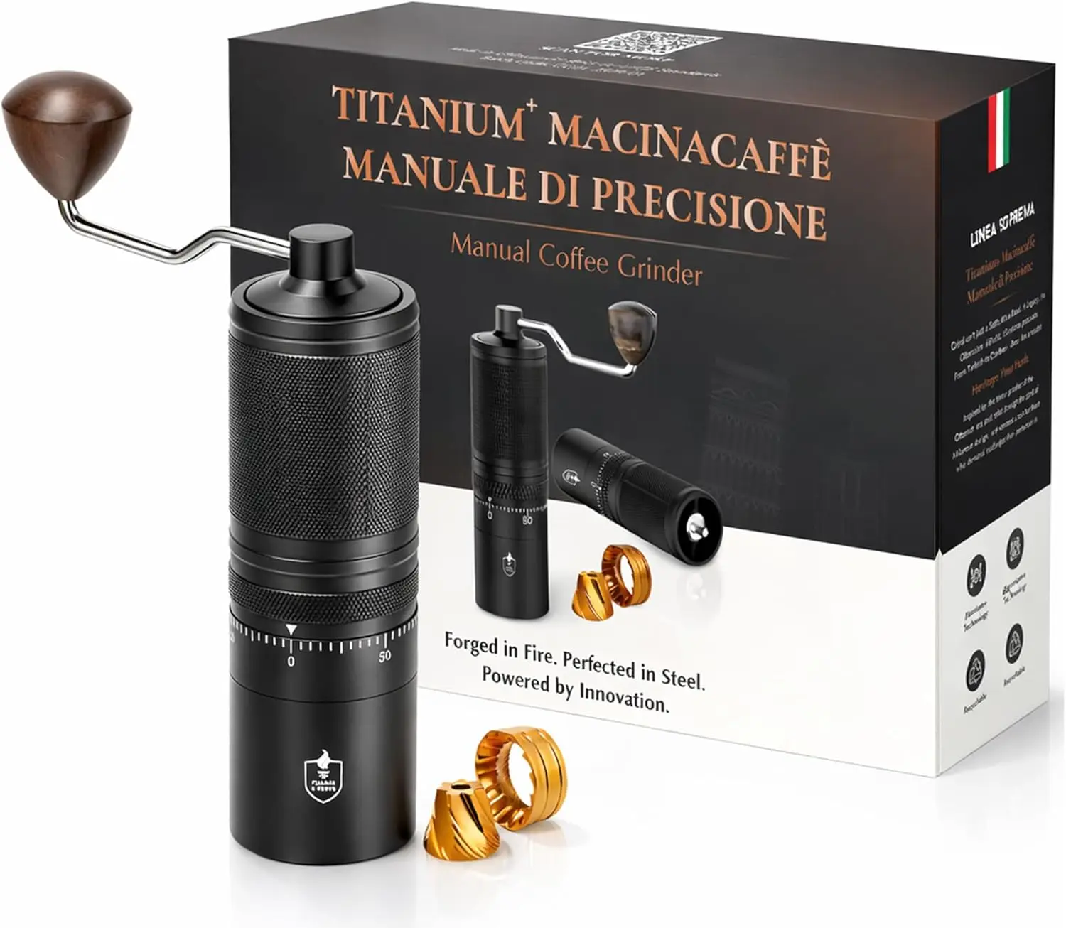 Manual Coffee Grinder | Titanium-coated Stainless Steel Conical burrs | 60 Grind Settings | Professional Han
Manual Coffee Grinder | Titanium-coated Stainless Steel Conical burrs | 60 Grind Settings | Professional Han