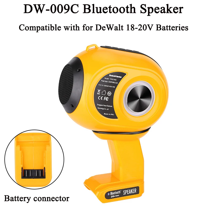 Compatible with For Makita/Milwaukee/DeWalt/Ryobi 18V/20V Battery Portable Wireless Bluetooth Speaker with AUX/TF/USB Input Port
Compatible with For Makita/Milwaukee/DeWalt/Ryobi 18V/20V Battery Portable Wireless Bluetooth Speaker with AUX/TF/USB Input Port