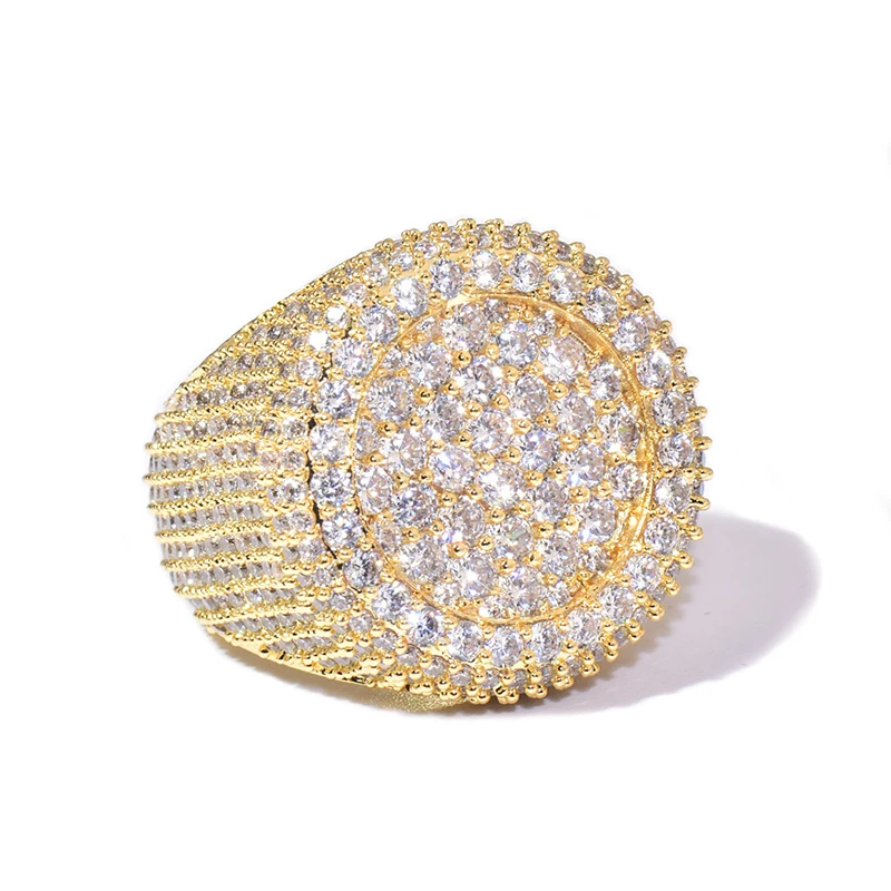 Hip Hop 5A+ CZ Stone Paved Bling Iced Out Concave Round Finger Rings for Men Rapper Jewelry Gold Silver Color Size 7-10
Hip Hop 5A+ CZ Stone Paved Bling Iced Out Concave Round Finger Rings for Men Rapper Jewelry Gold Silver Color Size 7-10