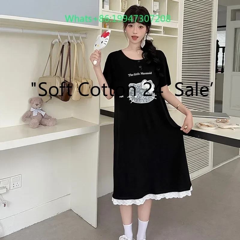 Summer new black round neck with chest pad cartoon Hello Kitty nightdress sweet and cute can be worn out loungewear skirt
Summer new black round neck with chest pad cartoon Hello Kitty nightdress sweet and cute can be worn out loungewear skirt