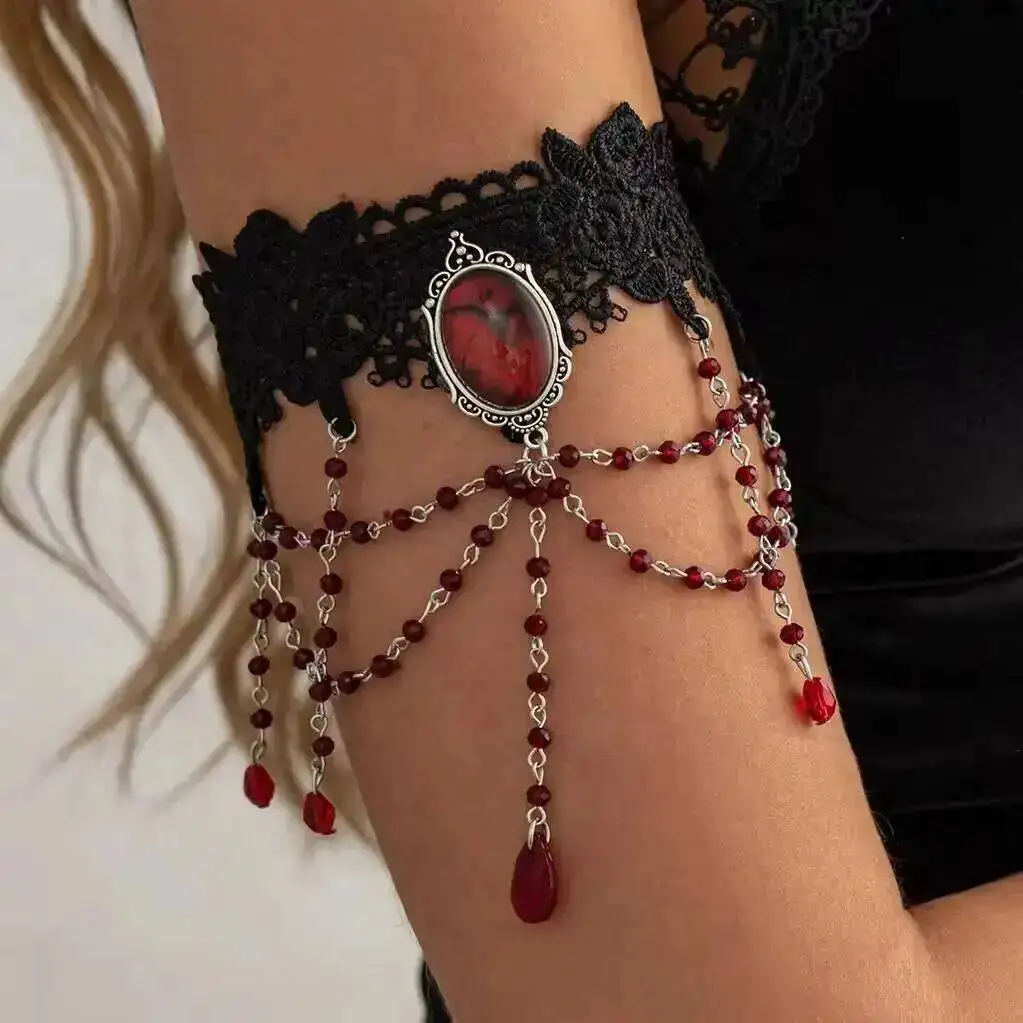 KunJoe 2026 New Exquisite Black Lace Crystal Tassel Pendant Arm Bracelet Women Fashion Party Jewelry Gothic Halloween Accessory
KunJoe 2026 New Exquisite Black Lace Crystal Tassel Pendant Arm Bracelet Women Fashion Party Jewelry Gothic Halloween Accessory
