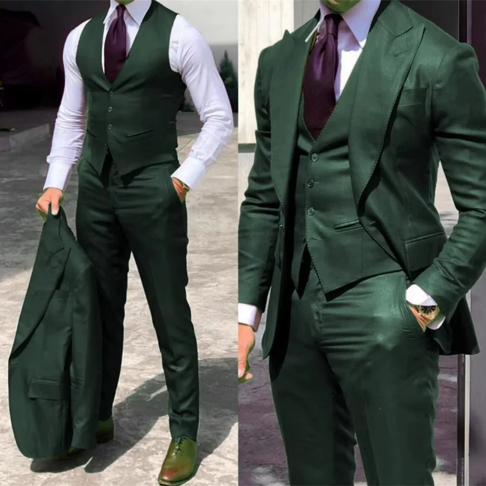Formal 3PCS Men Tuxedos Fashion Blazer Vest Pants Business Men Suits Peaked Lapel Blazer Suits for Party Wedding Groom Tuxedos
Formal 3PCS Men Tuxedos Fashion Blazer Vest Pants Business Men Suits Peaked Lapel Blazer Suits for Party Wedding Groom Tuxedos