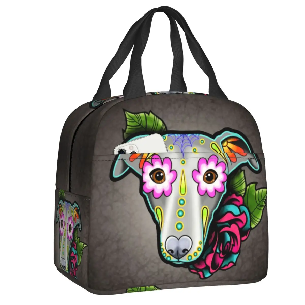 Day Of The Dead Greyhound Whippet Thermal Insulated Lunch Bag Women Portable Lunch Box for Work School Picnic Storage Food Bags
Day Of The Dead Greyhound Whippet Thermal Insulated Lunch Bag Women Portable Lunch Box for Work School Picnic Storage Food Bags