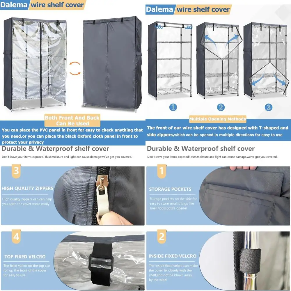 Heavy-Duty 600D Dustproof Storage Cover for Outdoor Wire Racks, 60x24x72, Clear Front
Heavy-Duty 600D Dustproof Storage Cover for Outdoor Wire Racks, 60x24x72, Clear Front